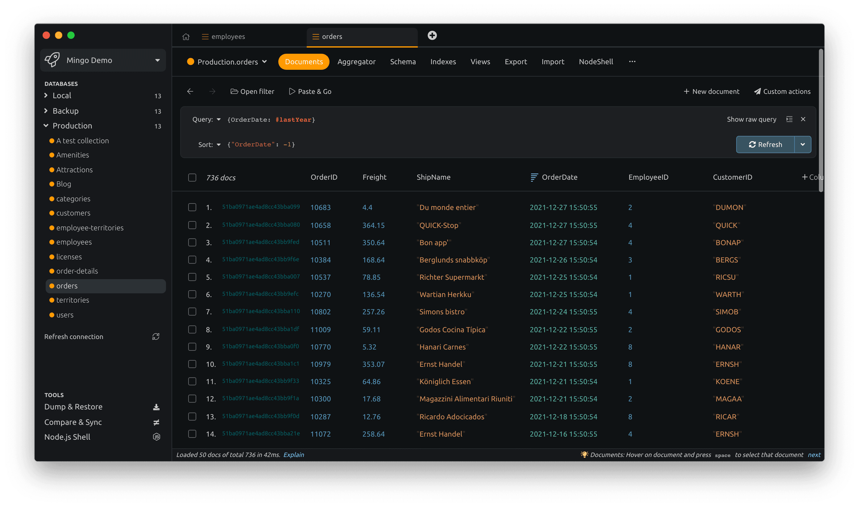 Mingo — MongoDB GUI application